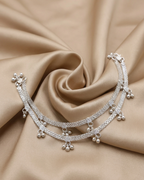 Double Layer Silver Mesh Payal Anklet