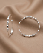 Beaded Bangle Set Sterling Silver