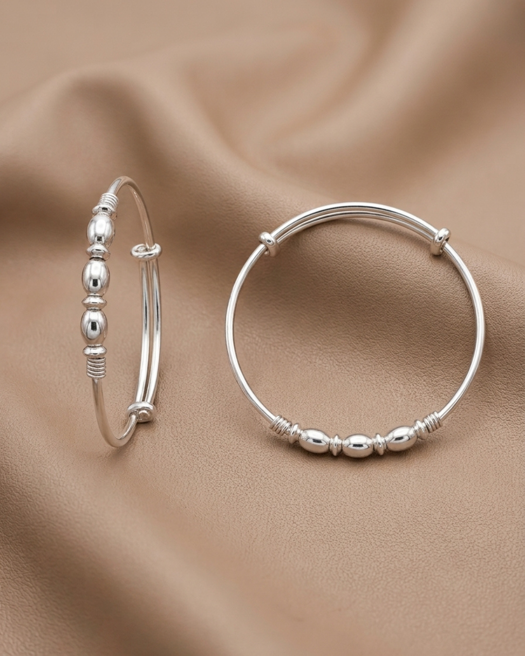 Beaded Bangle Set Sterling Silver