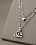 Layered Crown Charm Women's Necklace Sterling Silver