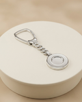Polished Circular Medallion Silver Keychain