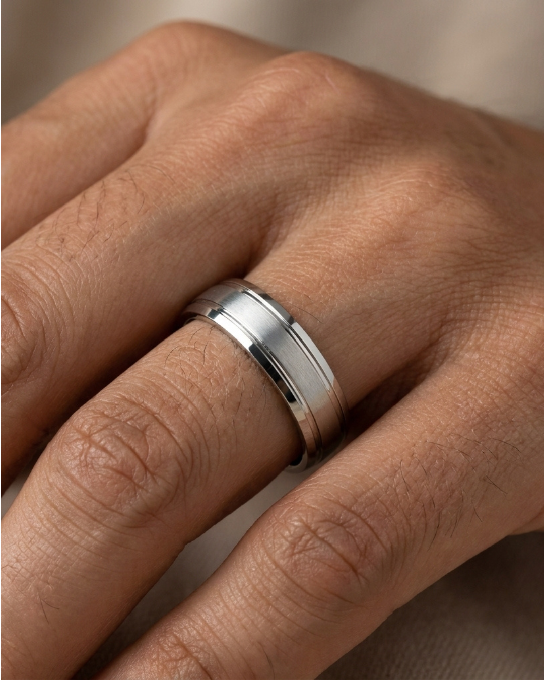 Titan Brushed Etched Silver Men’s Dibla Ring