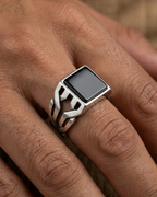 Vanguard Obsidian Geometric Signet Ring