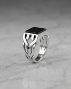Vanguard Obsidian Geometric Signet Ring