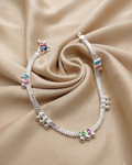 Teardrop Enamel multicolor Silver Anklet