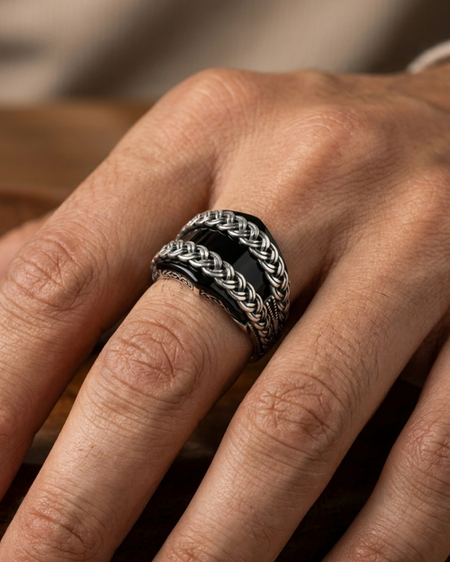 Braided Onyx Sentinel Ring