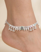 Floral Leaf Anklet Sterling Silver