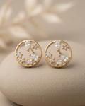 Celestial Circle Stud Earrings Gold Plated