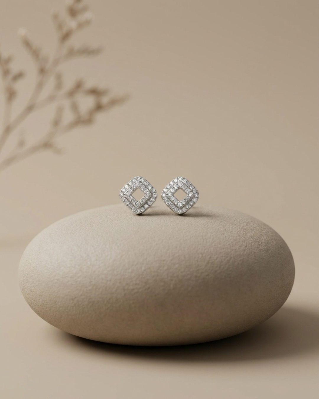 Geometric Rhombus Studs Earring Sterling Silver