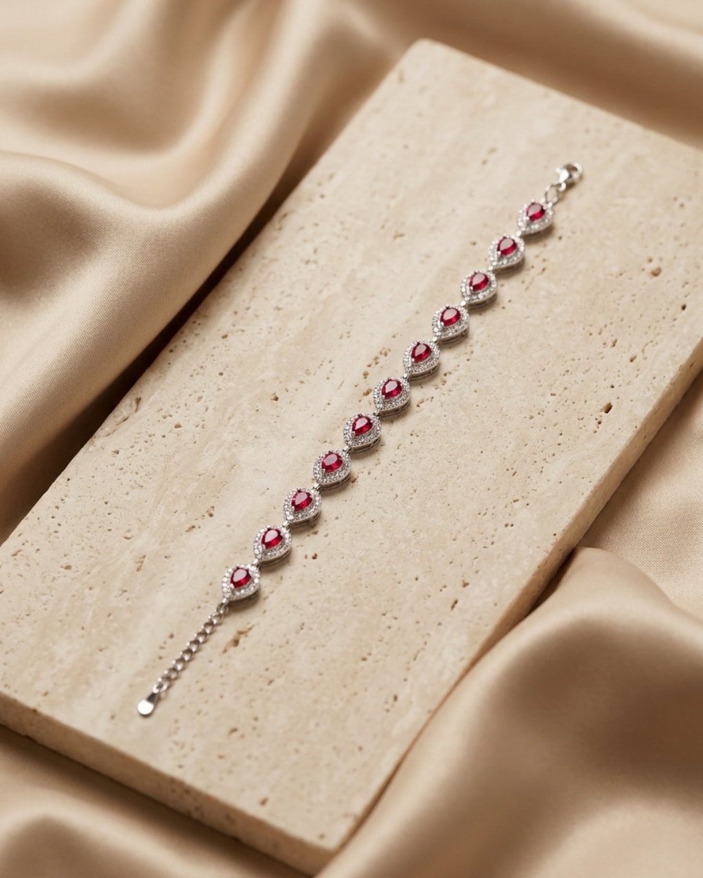 Ruby Tear Luxury Tennis Bracelet