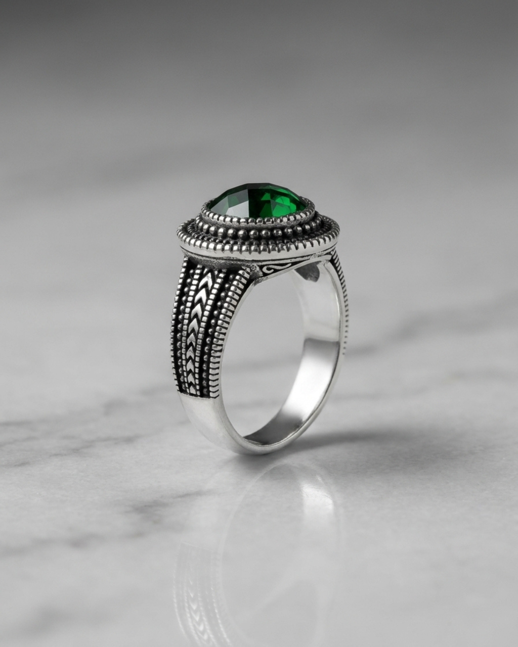 Emerald Imperial Halo Ring