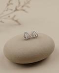 Triple Row Claw Stud Earrings Sterling Silver