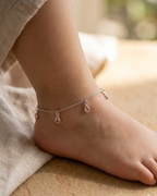 Pink Teardrop Anklet Sterling Silver