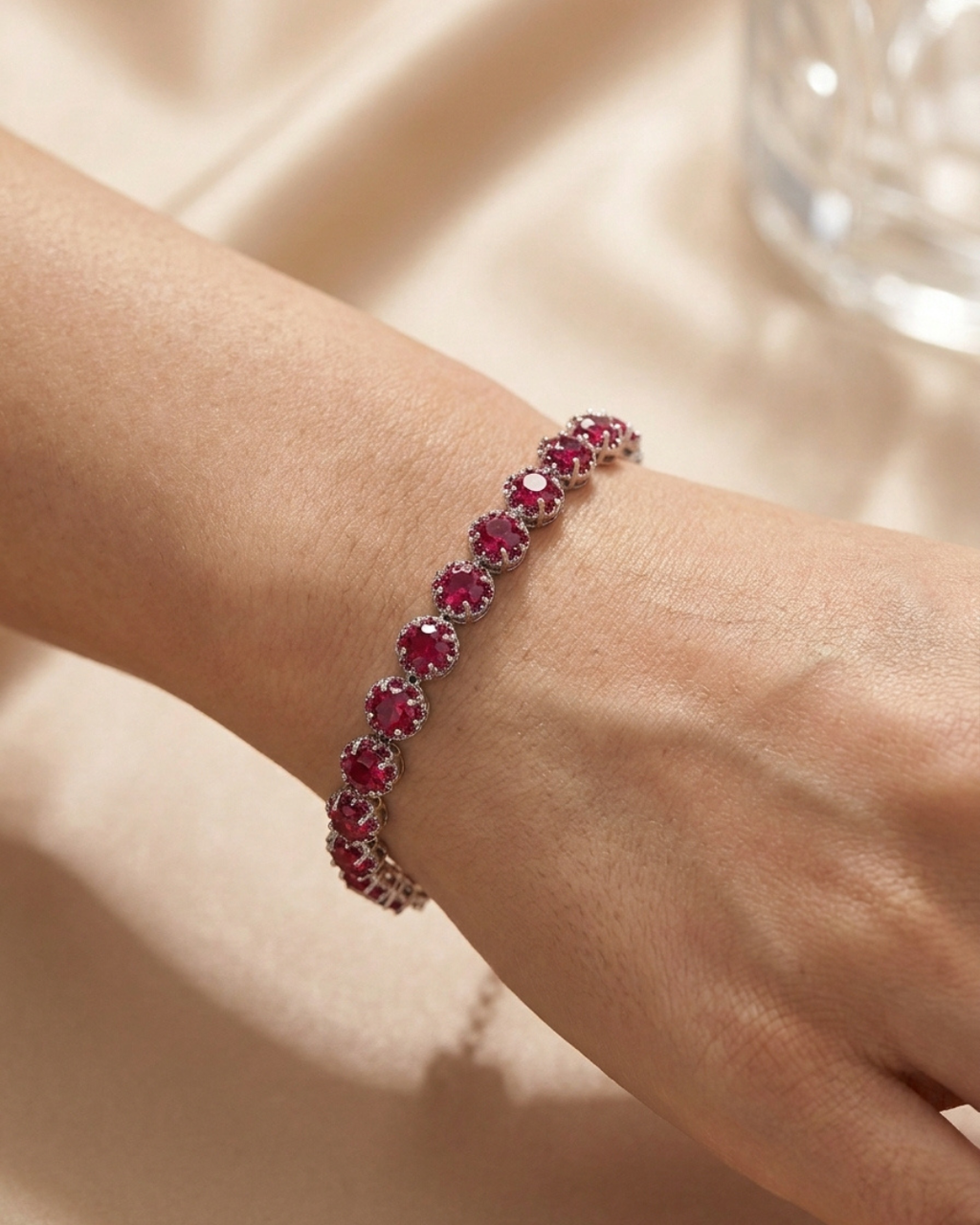 Scarlet Ruby Monarch Tennis Bracelet