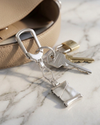 Vintage Scroll Sculpted Pure Silver Keychain