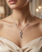 Heart Key Necklace Sterling Silver