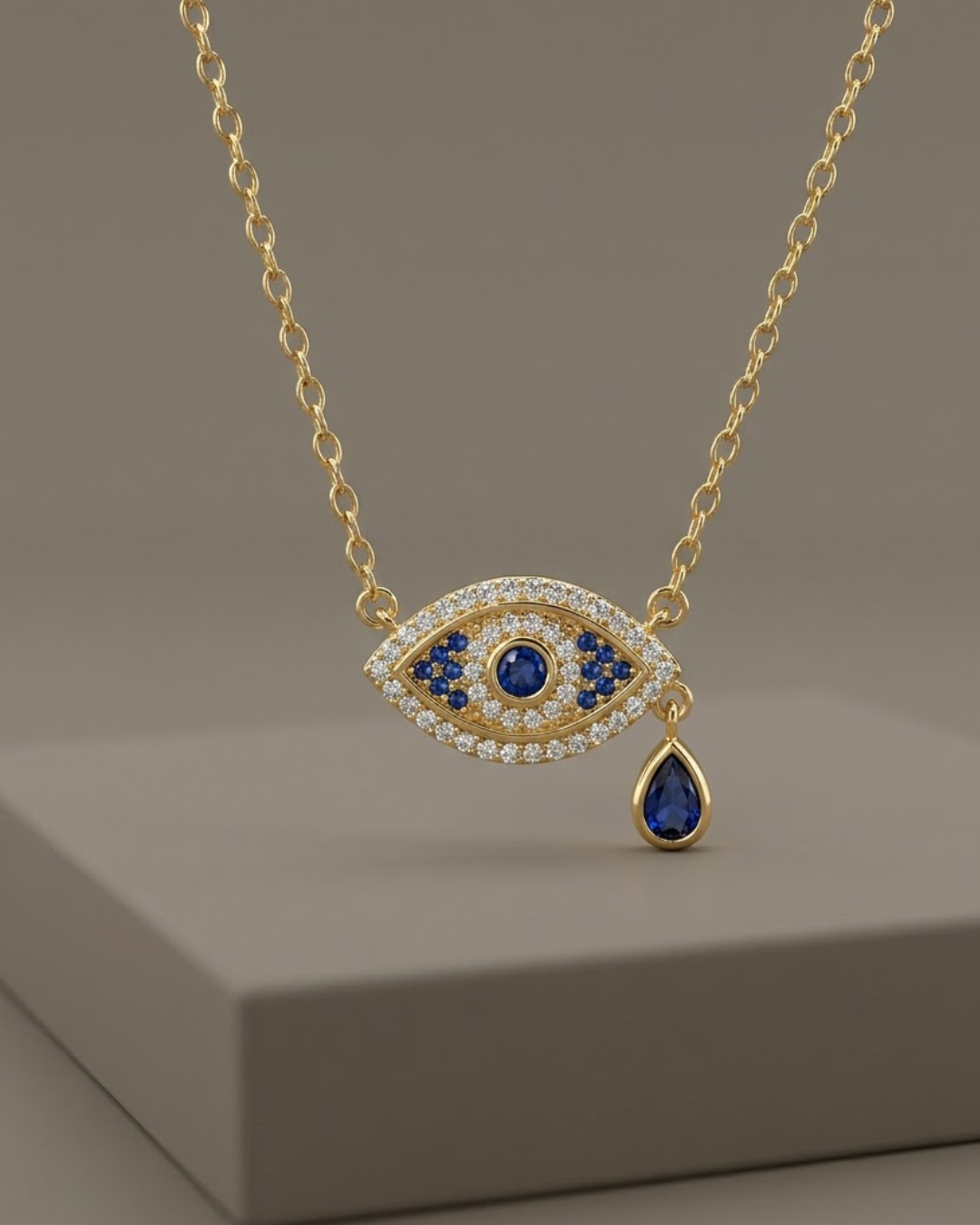 Evil Eye Charm Necklace Sterling Silver
