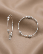 Sphere Bead Bangle Set Sterling Silver