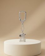Vintage Scroll Sculpted Pure Silver Keychain