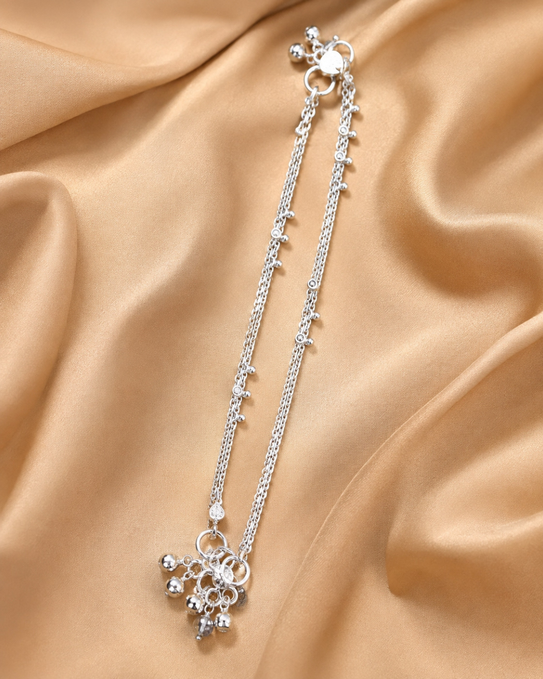 Kids Beaded Station Silver Anklet