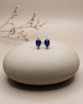 Oval Blue Sapphire Studs Earring Sterling Silver