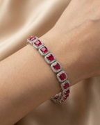 Sovereign Ruby Cushion Silver Bracelet