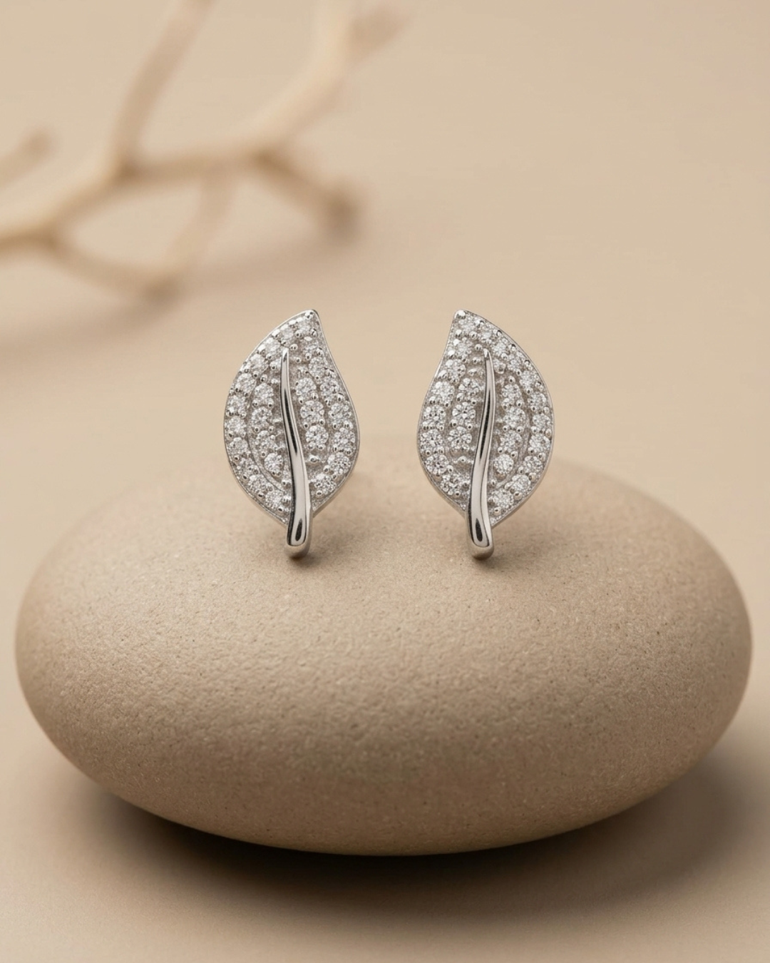 Leaf Stud Earrings Sterling Silver