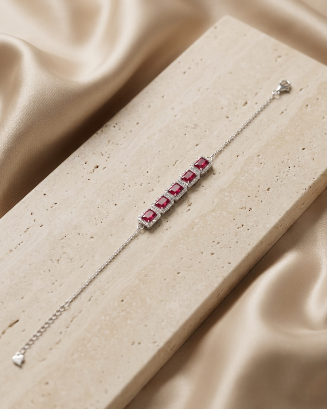 Crimson Radiant Rectangle Bracelet