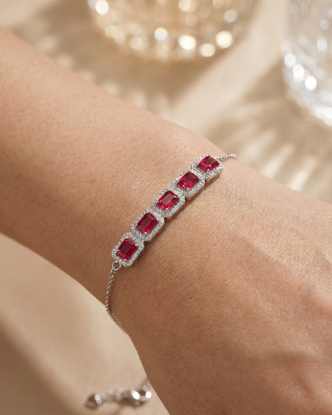 Crimson Radiant Rectangle Bracelet