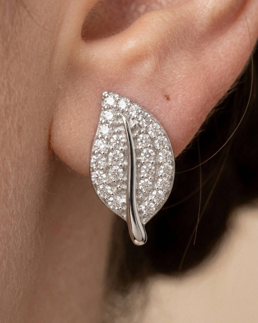 Leaf Stud Earrings Sterling Silver
