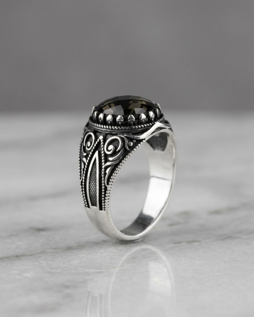 Smoky Sovereign Filigree Ring