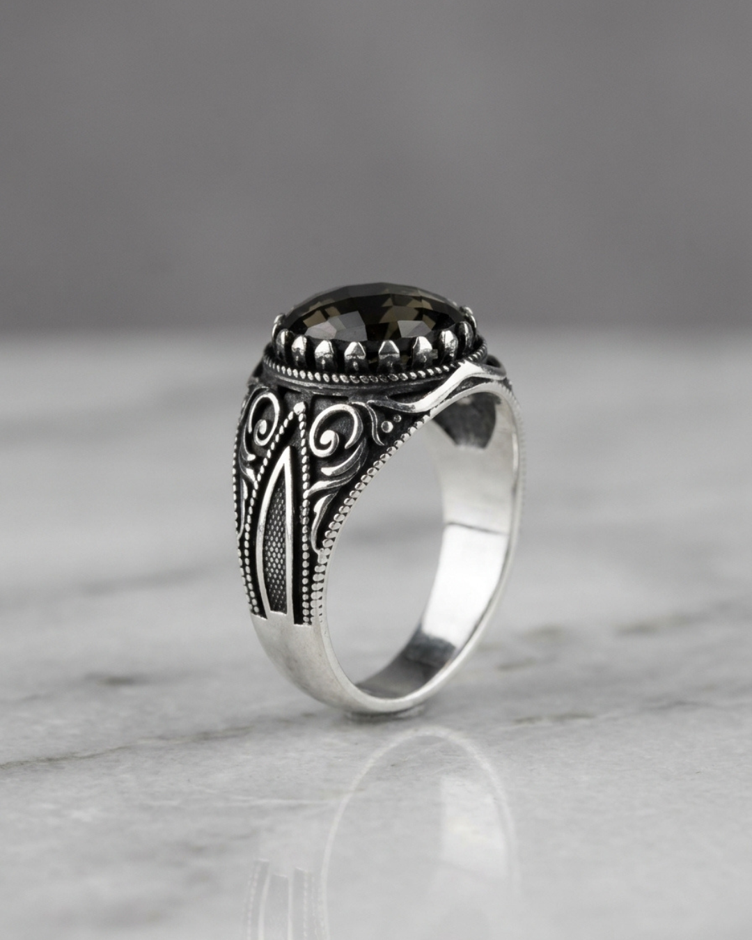 Smoky Sovereign Filigree Ring