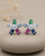 Multicolor Flower Earrings Sterling Silver