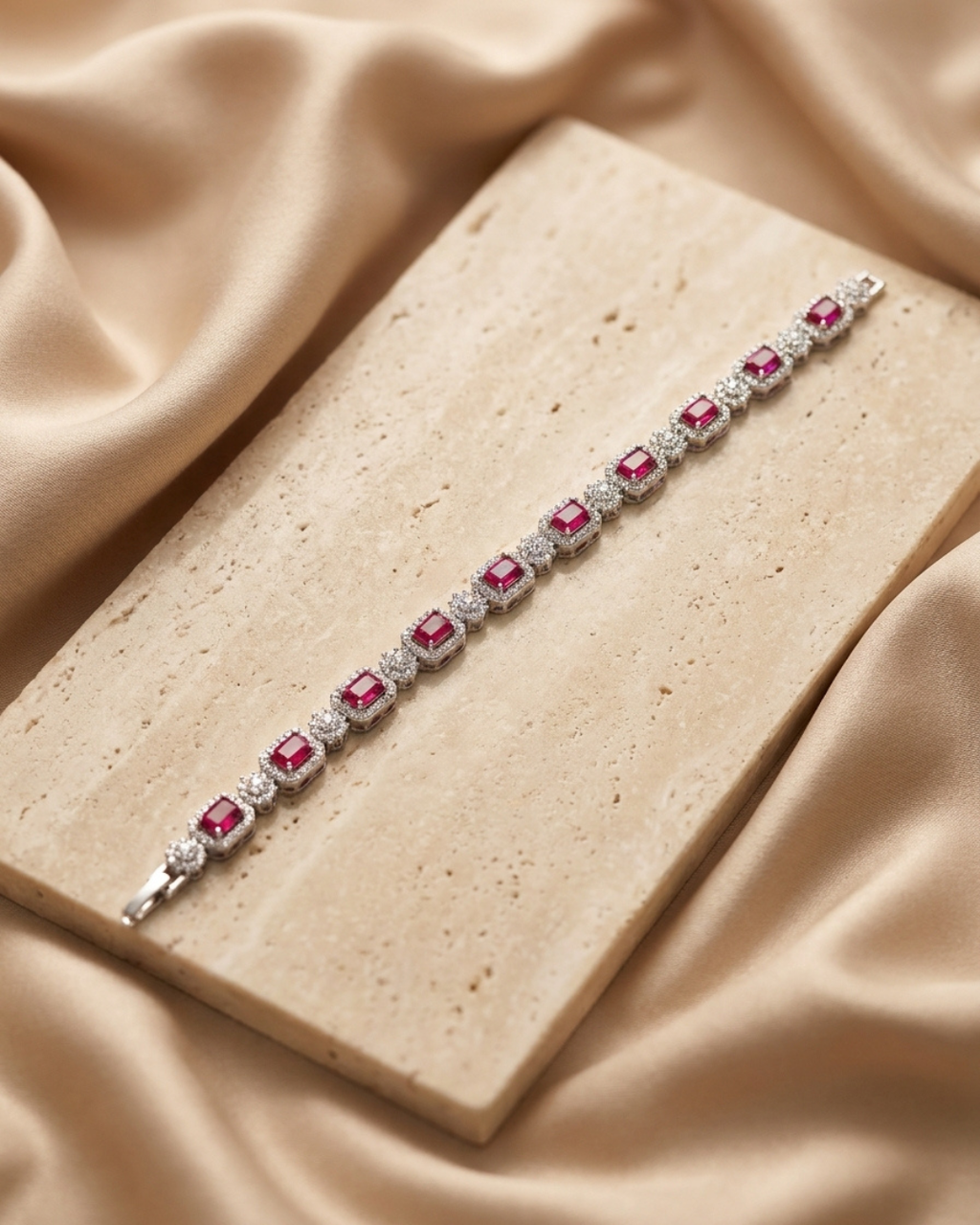The Crimson Imperial Halo Tennis Bracelet