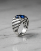 Cobalt Horizon Signet Ring