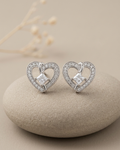 Princess Cut Heart Earrings Sterling Silver
