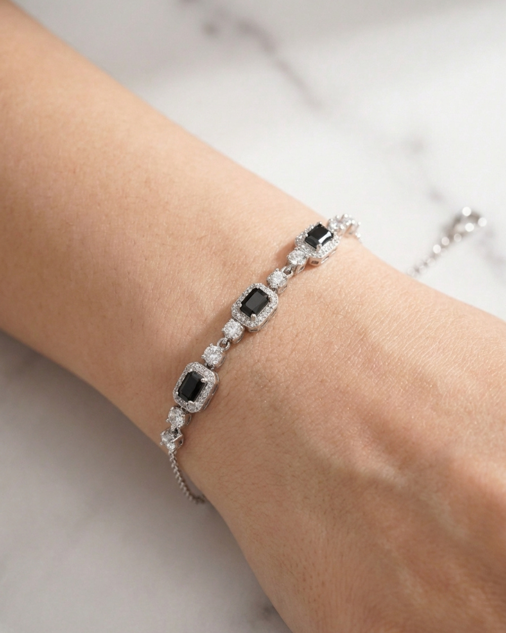 Onyx Black Emerald Cut Bracelet