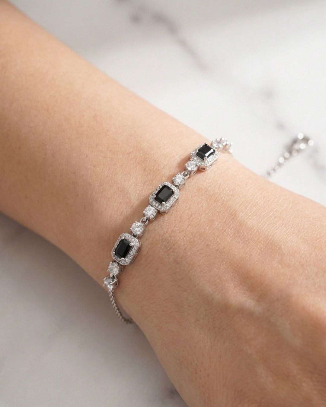 Onyx Black Emerald Cut Bracelet