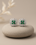 Cushion Flower Stud Earrings Sterling Silver