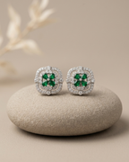 Cushion Flower Stud Earrings Sterling Silver