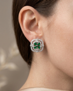 Cushion Flower Stud Earrings Sterling Silver
