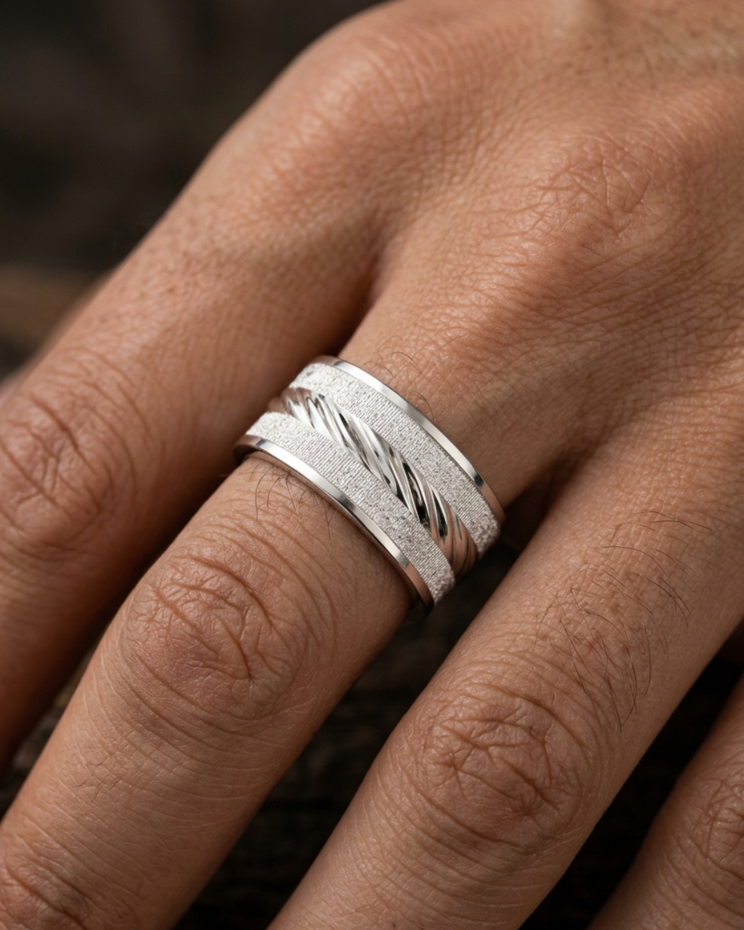 Titan Textured Silver Men’s Dibla Ring