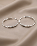 Textured Bead Bangles Sterling Silver