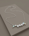 Multi Stone Cluster Necklace Sterling Silver