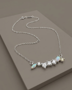 Multi Stone Cluster Necklace Sterling Silver