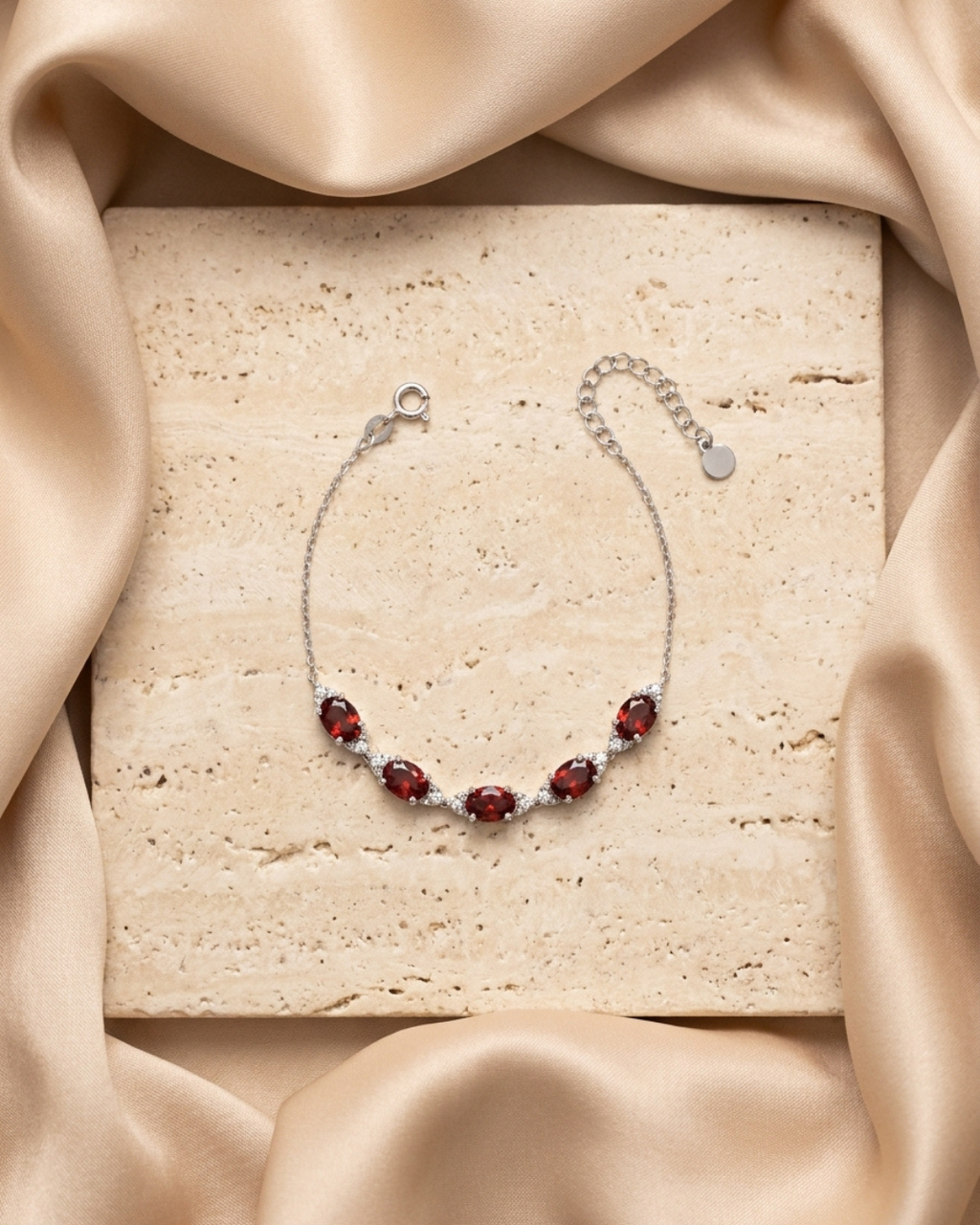 Crimson Oval Marquise Accent Bracelet