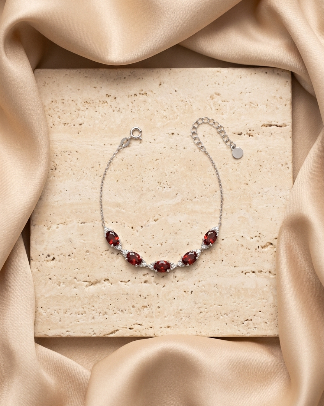 Crimson Oval Marquise Accent Bracelet