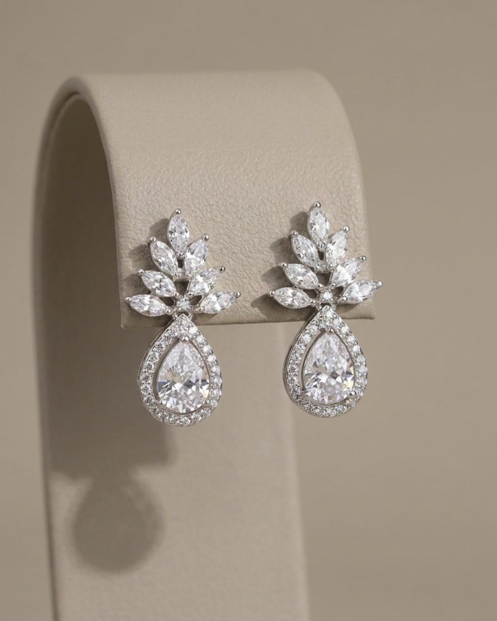 Marquise Cluster Stud Earrings Sterling Silver