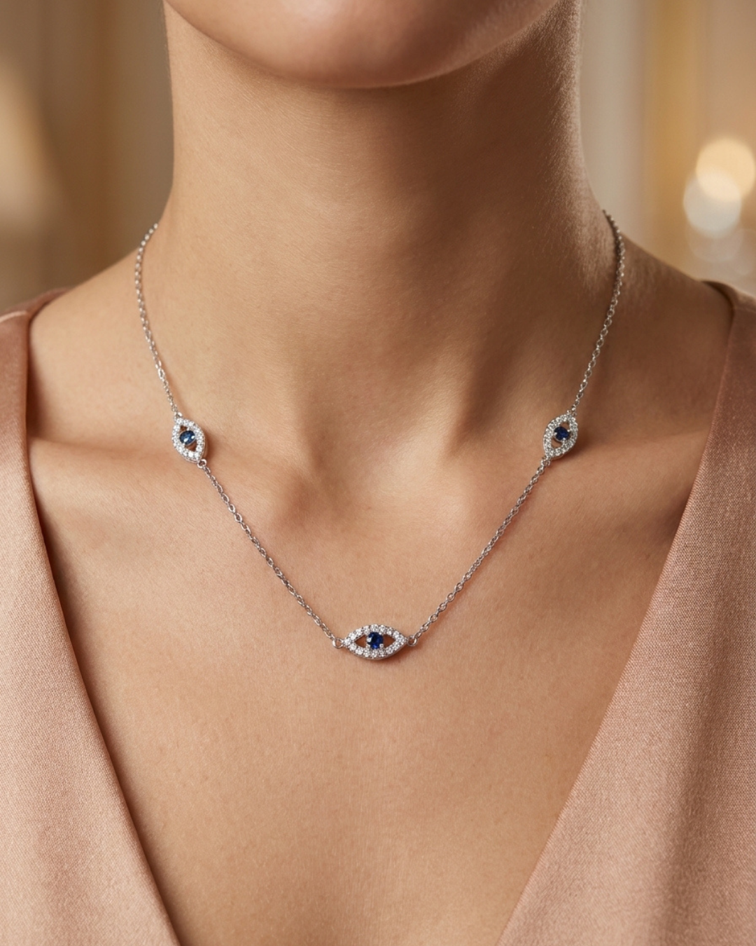 Evil Eye Women's Necklace Sterling Silver