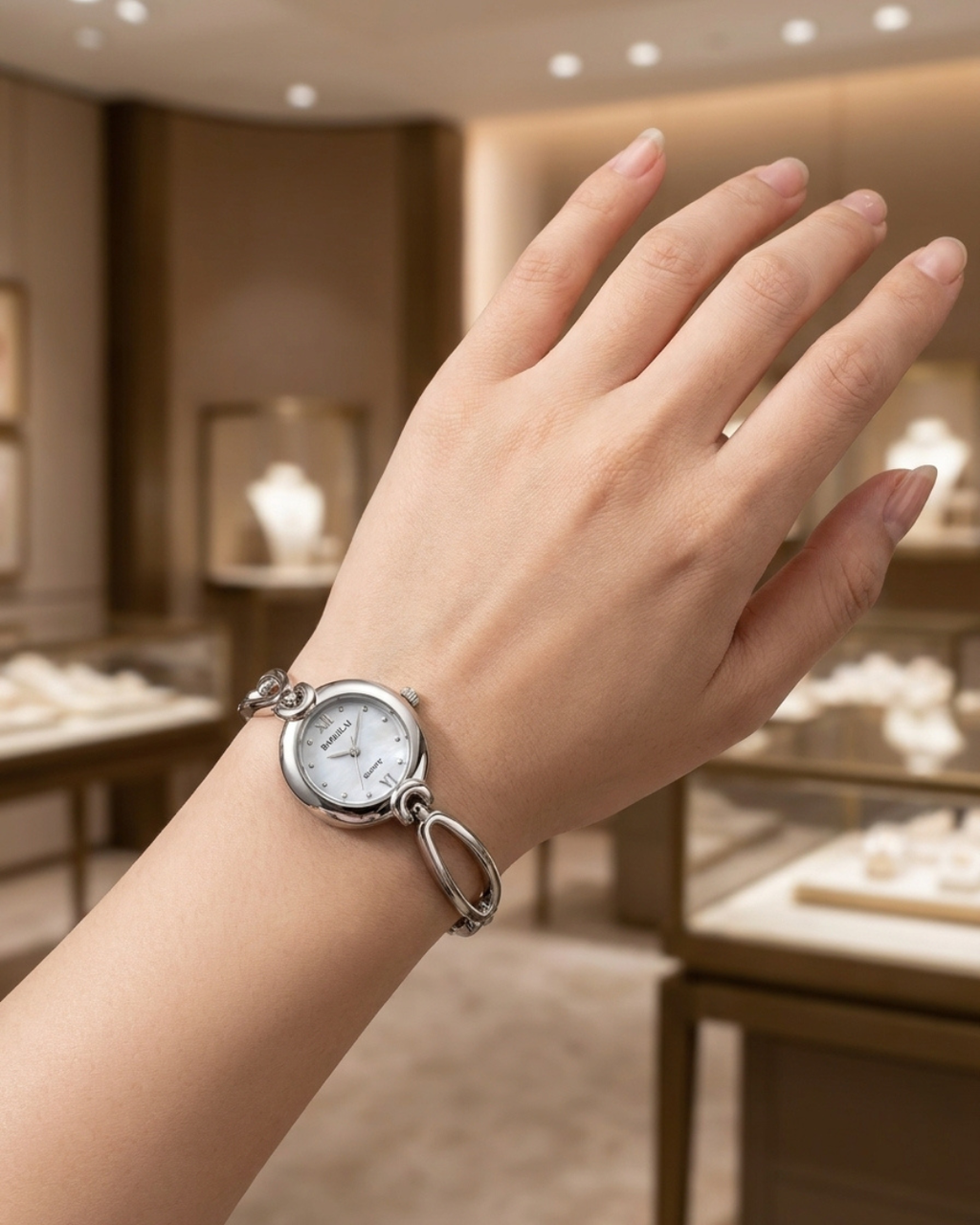 Pearl Bangle Link Watch
